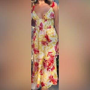 4SI3NNA Floral Wedding Dress - Red, Yellow, White